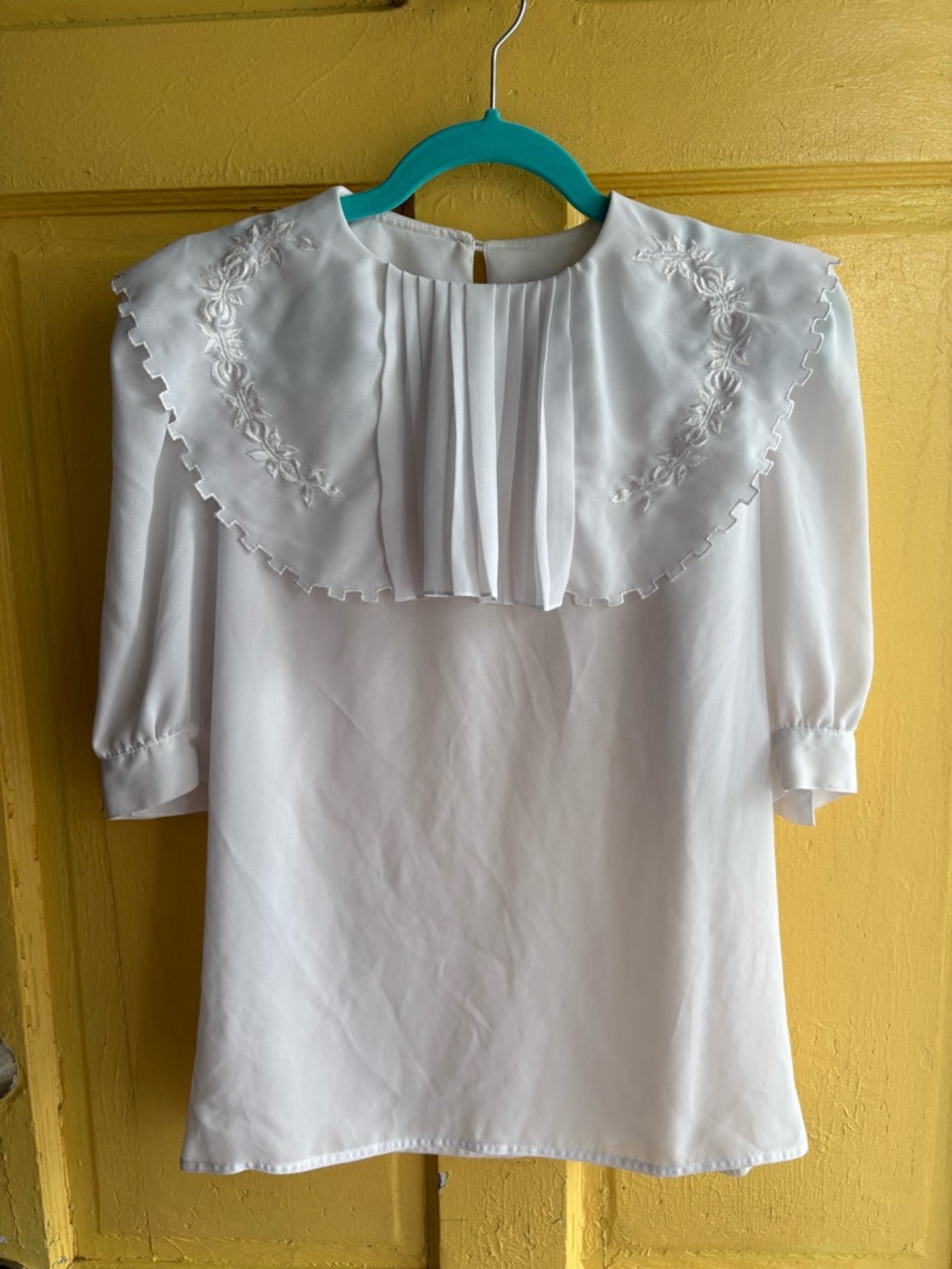 White Embroidered Collar Blouse - Women Tops